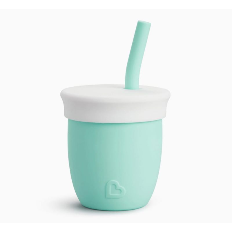Munchkin® C’est Silicone! Open Training Cup with Straw for Babies and Toddlers 6 Months+, 4 Ounce, Mint