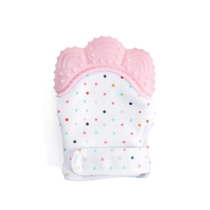 HAPPY KIDS SILICONE TEETHER MITTEN PINK