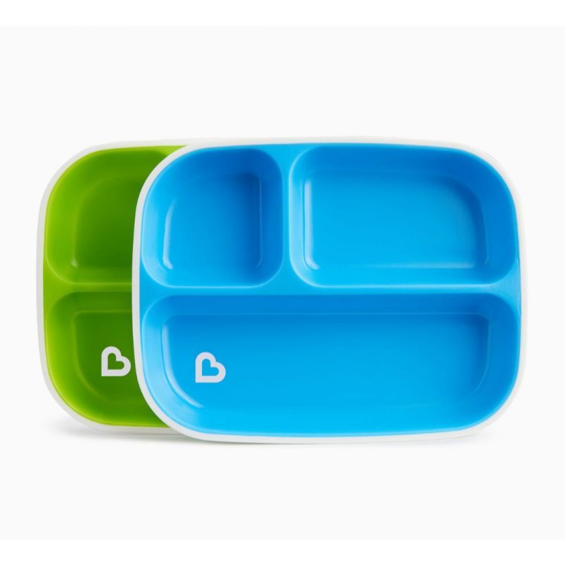 Munchkin® Splash™ 4 Piece Toddler Divided Plate and Bowl Dining Set, Blue/Green