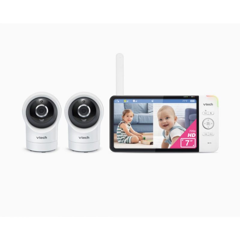 VTech RM7764HD 1080p 2 CAMERA WiFi Remote Access Baby Monitor, 360° Pan&Tilt, 7” 720p HD Display