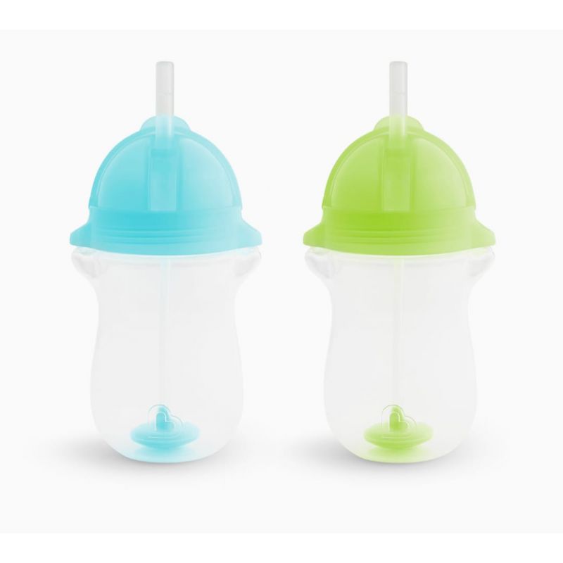 Munchkin® Any Angle™ Weighted Toddler Straw Cup with Click Lock™ Lid, 10 Ounce, Blue/Green, 2 Count (Pack of 1)