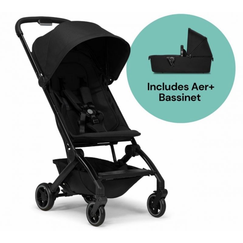 Joolz Aer+ Lightweight Compact Stroller + Bassinet Bundle - Space Black 