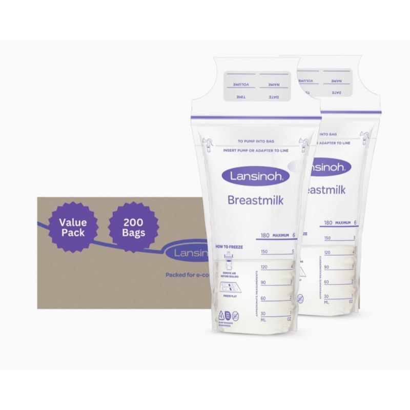Lansinoh Milk Storage Bags, 200 Count Value Pack, Easy to Use Breast Milk Storage Bags for Feeding