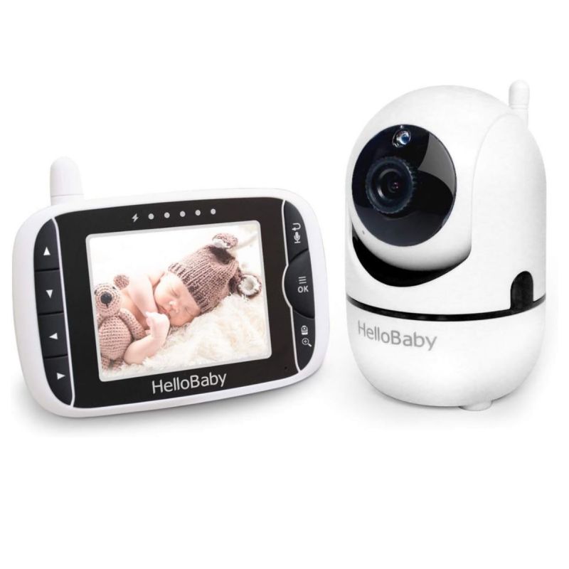HelloBaby Baby Monitor with Remote Pan-Tilt-Zoom Camera and 3.2'' LCD Screen, Infrared Night Vision (Black)
