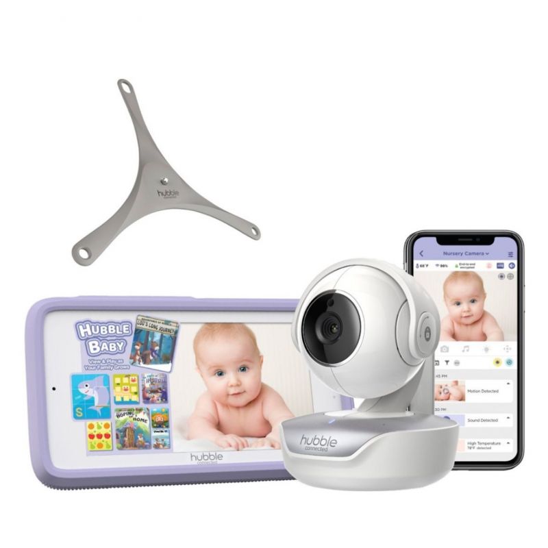 Hubble Connected - Nursery Pal Premium with Hubble Grip 5" HD Smart Baby Monitor with Pan, Tilt, Zoom and Touch Screen - White