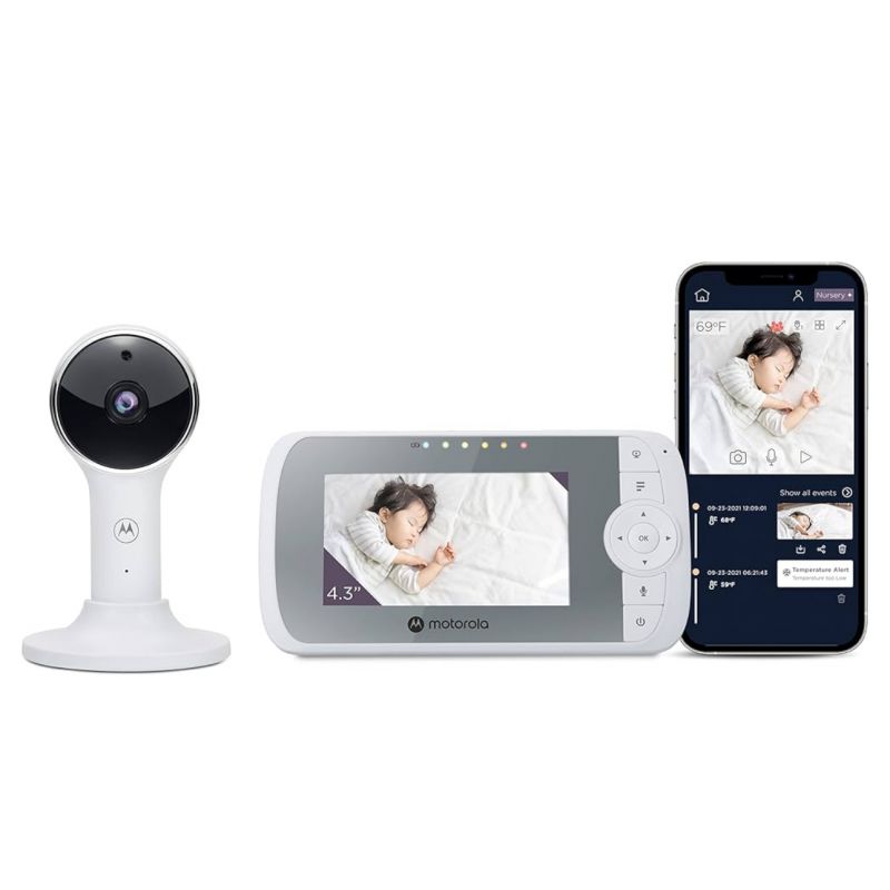 Motorola VM64-4.3" Screen HD 1080p Camera & WiFi Baby Monitor W/App Connectivity, 2-Way Audio & 1000ft Range - Remote Pan-Tilt-Zoom, Room Temp Display, Lullabies, & Night Vision