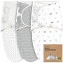 KeaBabies 3-Pack Organic Baby Swaddle Sleep Sacks - Newborn Swaddle Sack