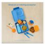 OmieBox Bento Box for Kids - Insulated Lunch Box with Leak Proof Thermos Food Jar - 3 Compartments, 2 Temperature Zones (Blue Sky)