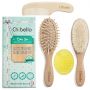 Chibello 4 Piece Wooden Baby Hair Brush and Comb Set Natural