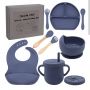 100% Silicone Baby Feeding Set,BPA Free Baby Dishes Set with Suction Bowl Divided Plate,Toddler