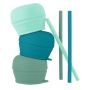Boon Snug Silicone Sippy Cup Lids and Straws - Includes 3 Lids and 3 Straws - Convert Any Kids Cups or Toddler Cups into Straw Sippy Cups - Toddler Feeding Supplies and Travel Essentials - Green